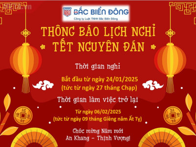 Thông báo nghỉ Tết Âm lịch 2025 - Luật Bắc Biển Đông Thông báo nghỉ Tết Âm lịch 2025 - Luật Bắc Biển Đông