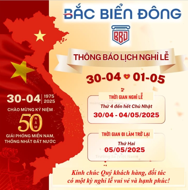 Thông báo nghỉ lễ 30/4 và 01/5 - Luật Bắc Biển Đông